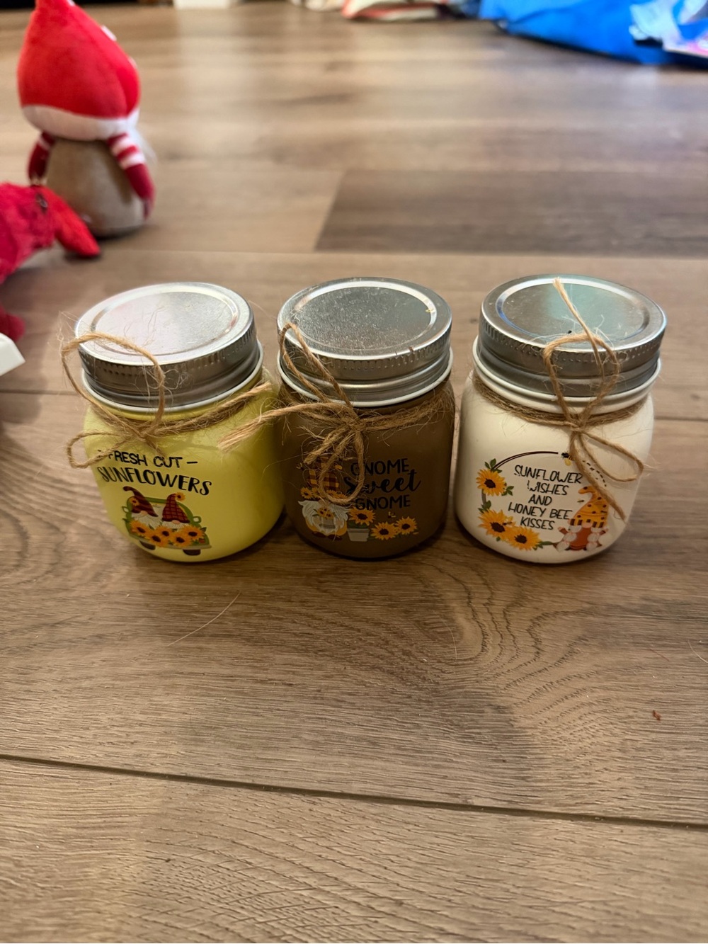 Set of 3 rustic gnome mini jars